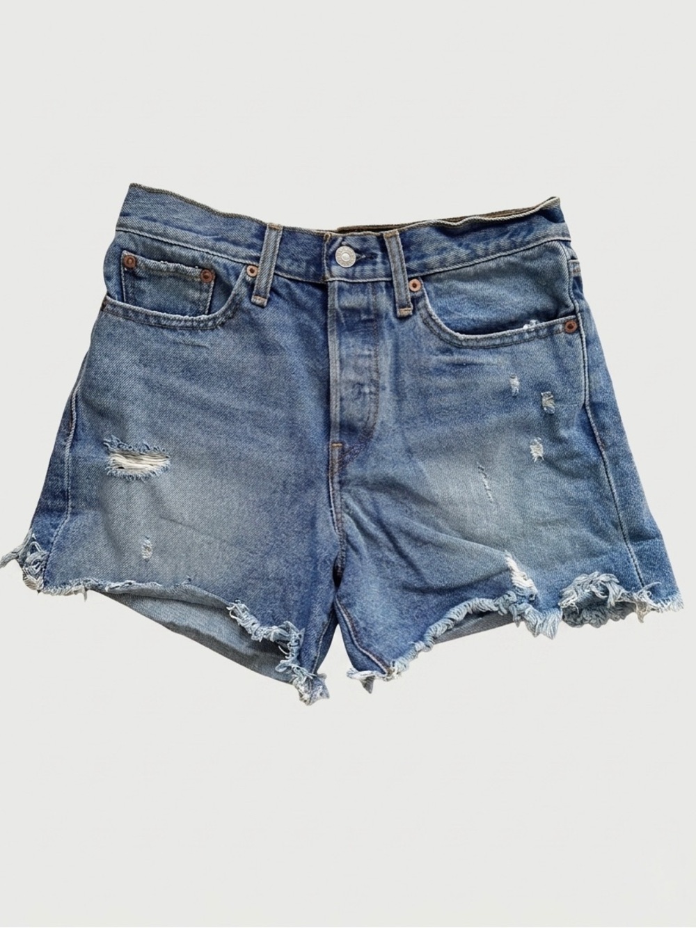 Levi's 501 Original High-Rise Distressed Jean Shorts Denim Shorts Size 27